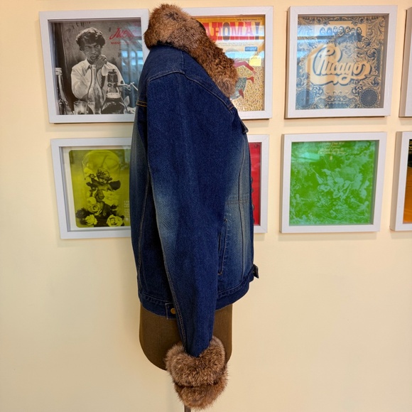 Vintage 90s Fur Denim Jacket 🤎 - Picture 3 of 16